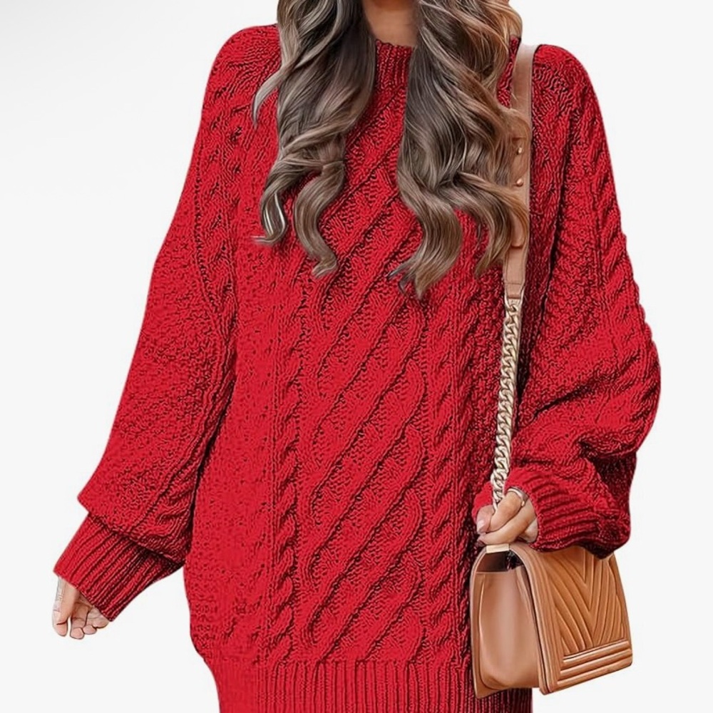 NWOT Elegant Red Cable Knit Sweater